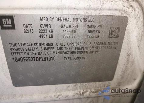 2013 Buick Lacrosse Premium 1 Group z USA, uszkodzony, nr VIN 1G4GF5E37DF261010